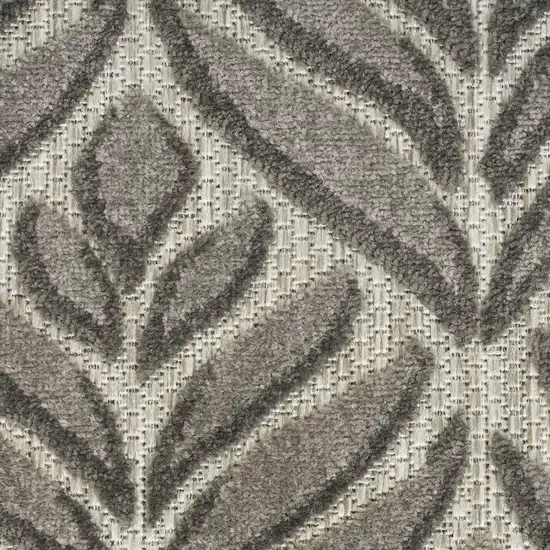 Charcoal Floral Stain Resistant Non Skid Area Rug Photo 9