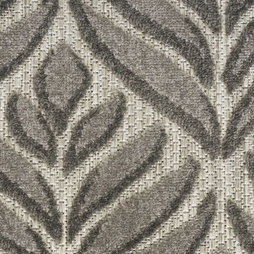 Charcoal Floral Stain Resistant Non Skid Area Rug Photo 9