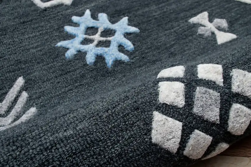 Charcoal Geometric Border Area Rug Photo 6