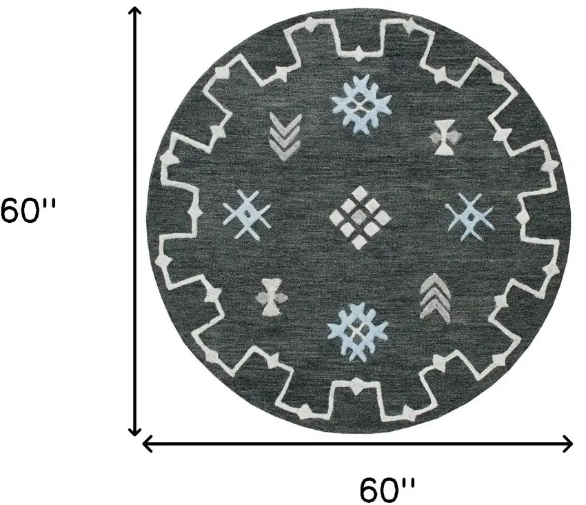 Charcoal Geometric Border Area Rug Photo 7