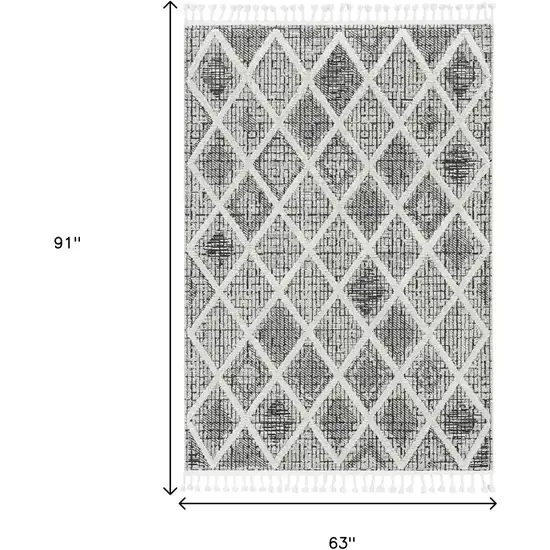 Cream And Charcoal Geometric Area Rug Photo 4