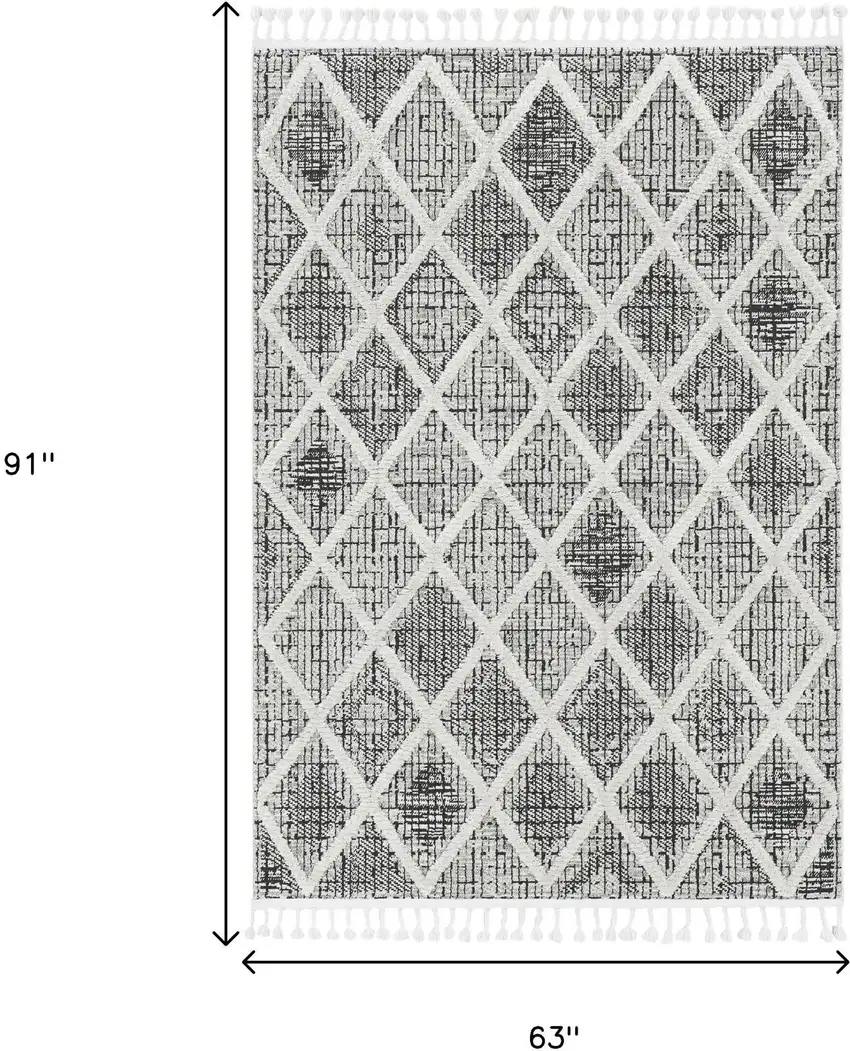 Cream And Charcoal Geometric Area Rug Photo 4