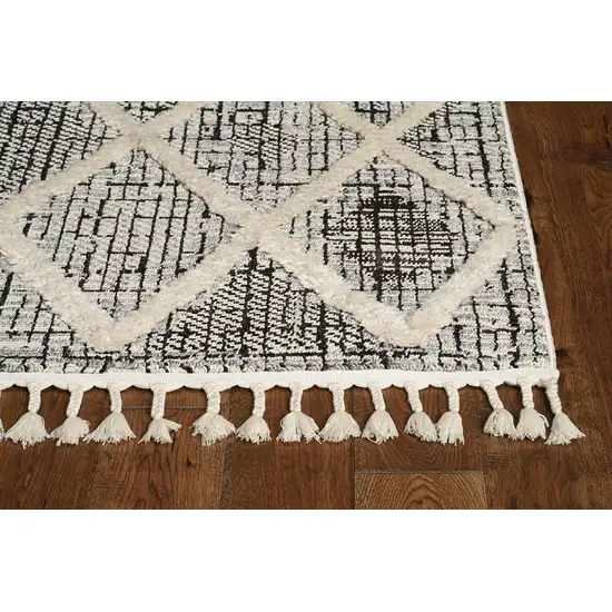Cream And Charcoal Geometric Area Rug Photo 7