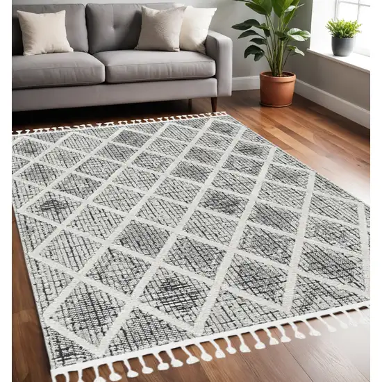 Cream And Charcoal Geometric Area Rug Photo 2