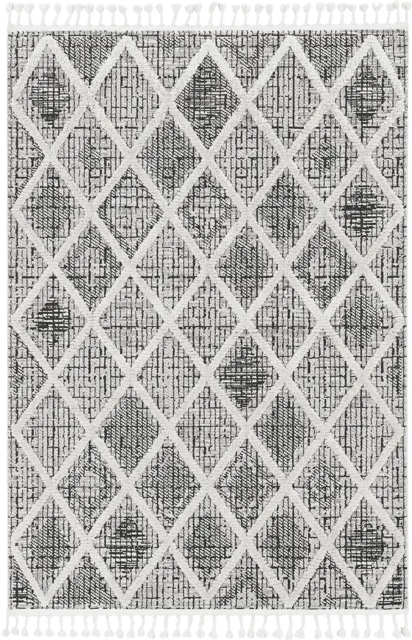 Cream And Charcoal Geometric Area Rug Photo 5