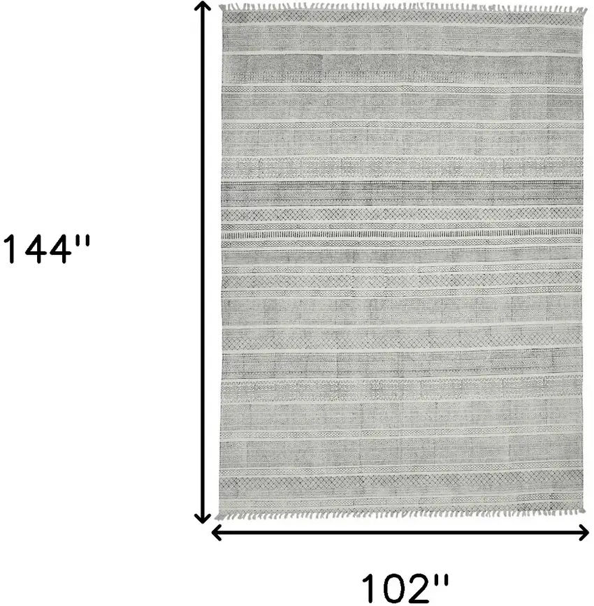 Charcoal Geometric Flatweave Handmade Distressed Area Rug Photo 7