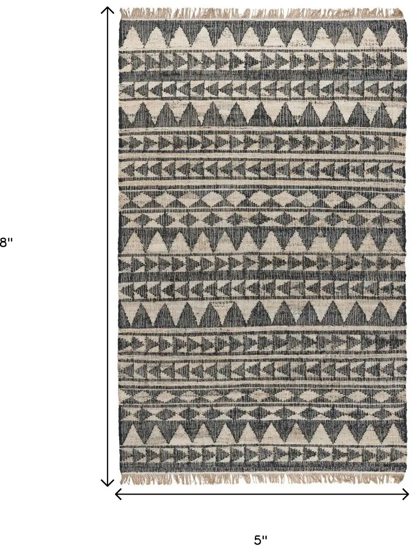 Charcoal Geometric Hand Woven Area Rug Photo 4