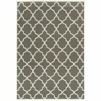 Photo of Charcoal Geometric Stain Resistant Indoor Outdoor Area Rug