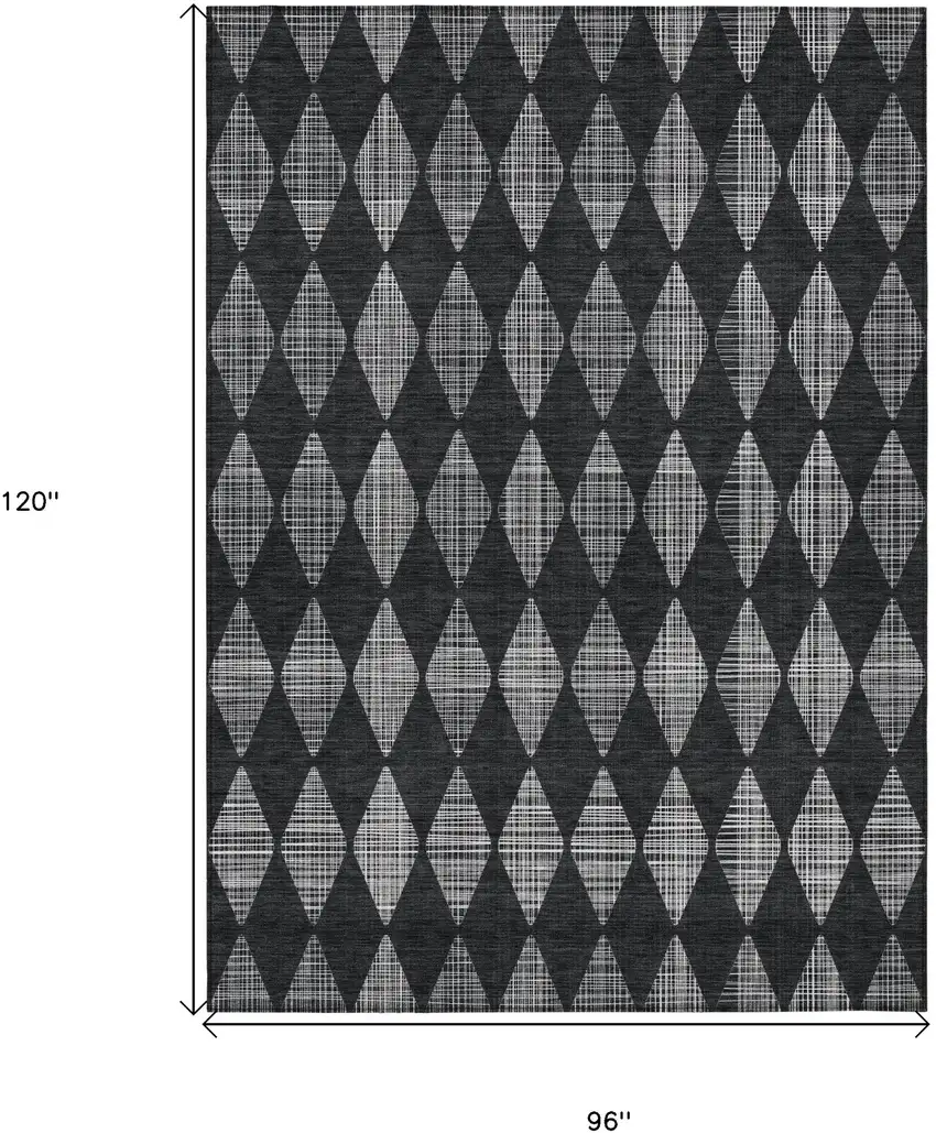 Charcoal Geometric Washable Non Skid Indoor Outdoor Area Rug Photo 3