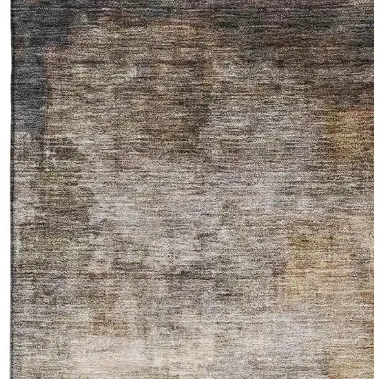 Charcoal Gold And Beige Abstract Washable Area Rug With UV Protection Photo 2