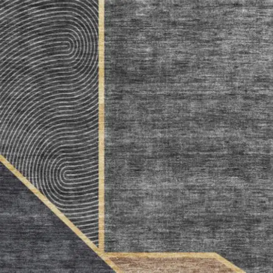 Charcoal Gold And Brown Geometric Washable Area Rug With UV Protection Photo 3