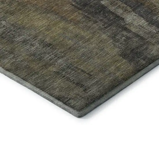 Charcoal Gold And Copper Abstract Washable Area Rug With UV Protection Photo 7