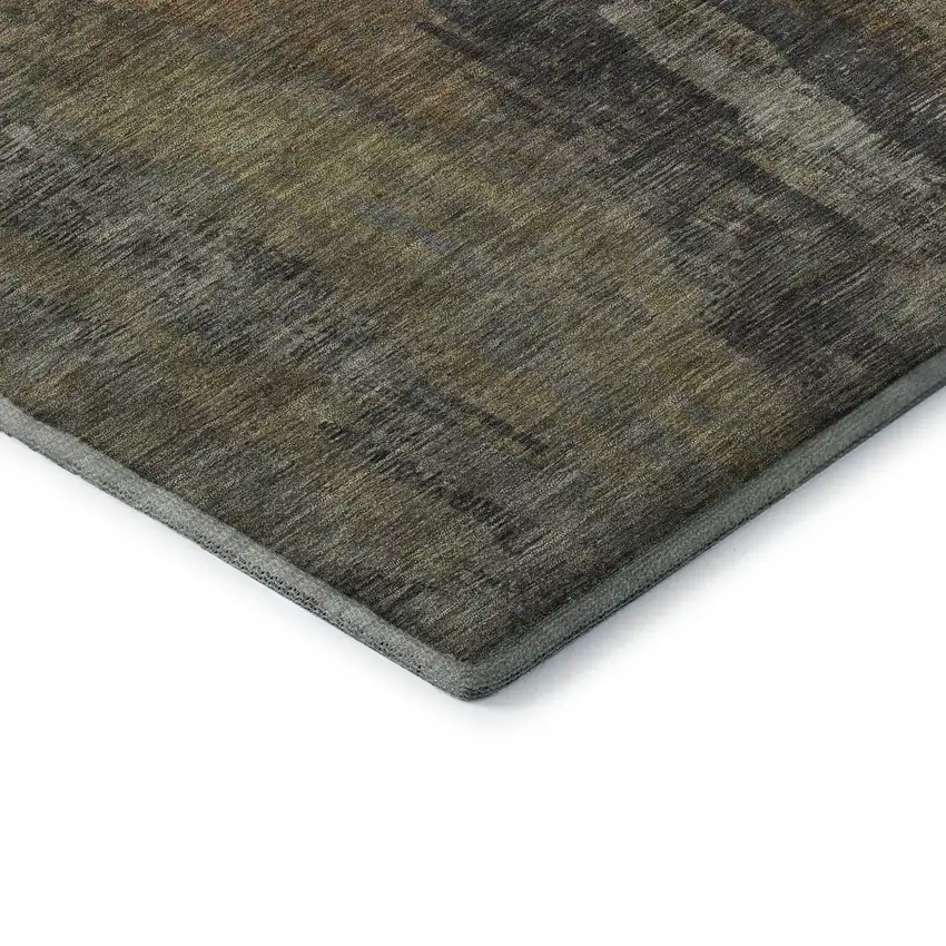 Charcoal Gold And Copper Abstract Washable Area Rug With UV Protection Photo 7