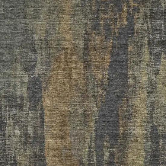 Charcoal Gold And Copper Abstract Washable Area Rug With UV Protection Photo 2