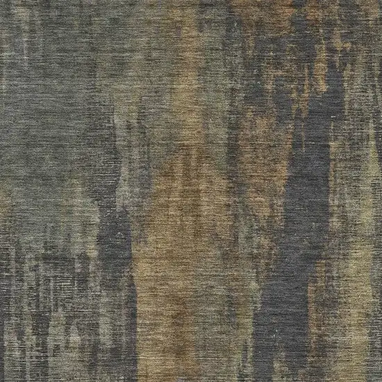 Charcoal Gold And Copper Abstract Washable Area Rug With UV Protection Photo 2
