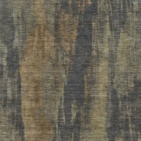 Charcoal Gold And Copper Abstract Washable Area Rug With UV Protection Photo 2