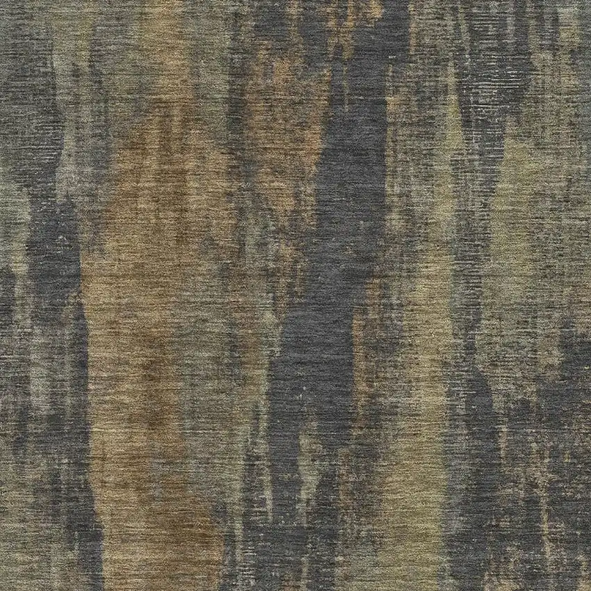 Charcoal Gold And Copper Abstract Washable Area Rug With UV Protection Photo 2