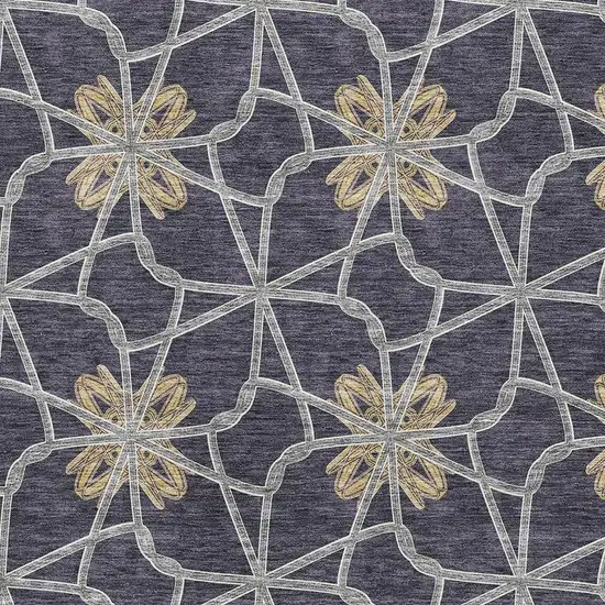 Charcoal Gold And Gray Geometric Washable Area Rug With UV Protection Photo 3