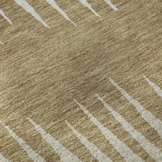 Charcoal Gold And Gray Striped Washable Area Rug With UV Protection Photo 8