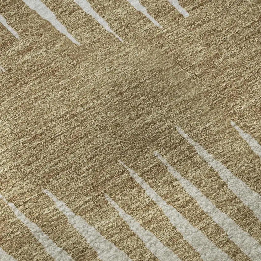 Charcoal Gold And Gray Striped Washable Area Rug With UV Protection Photo 8