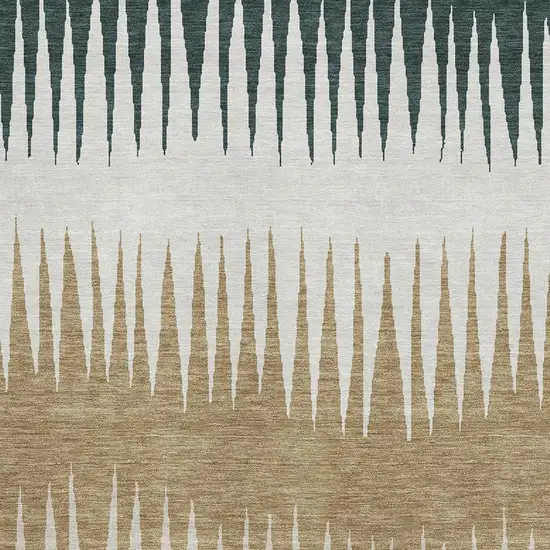 Charcoal Gold And Gray Striped Washable Area Rug With UV Protection Photo 3