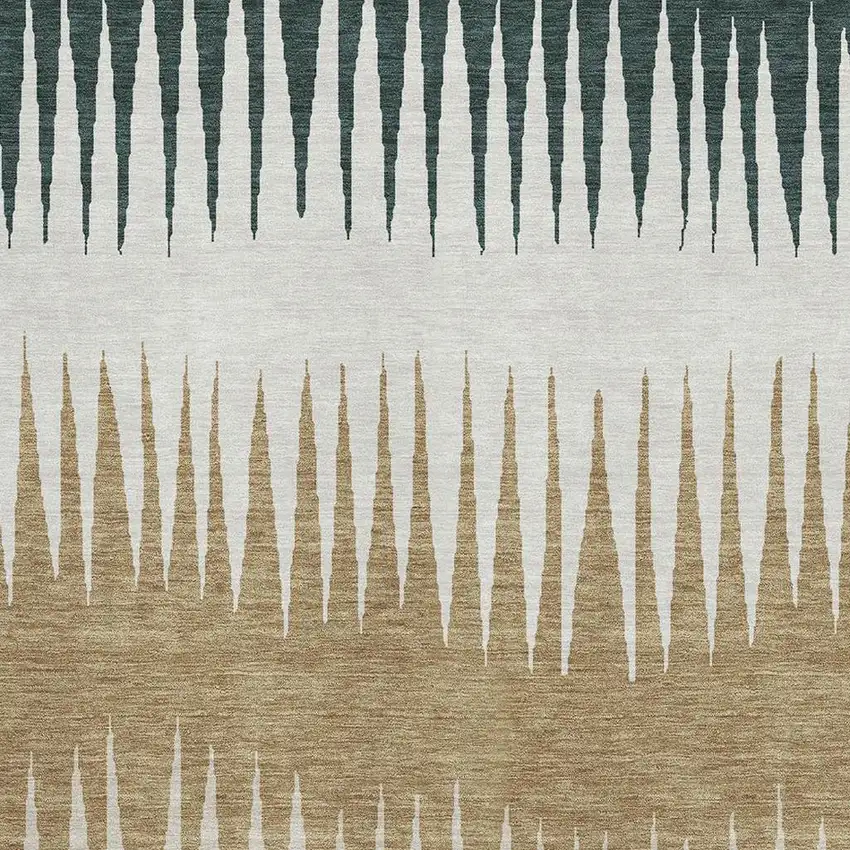 Charcoal Gold And Gray Striped Washable Area Rug With UV Protection Photo 3