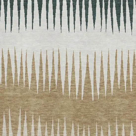 Charcoal Gold And Gray Striped Washable Area Rug With UV Protection Photo 3