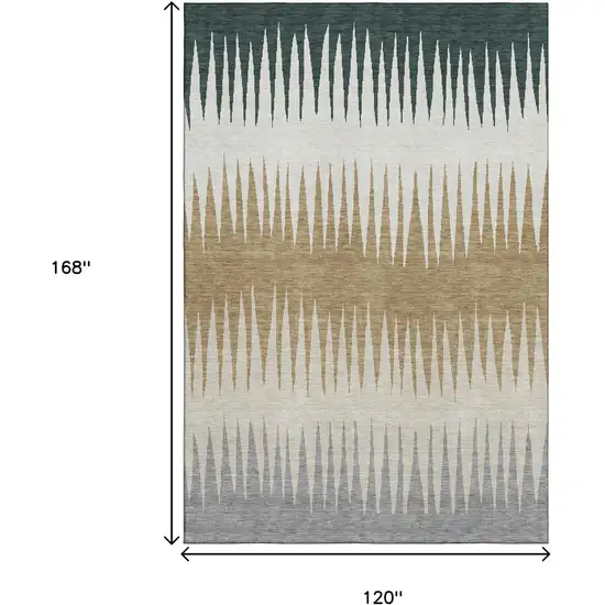 Charcoal Gold And Gray Striped Washable Area Rug With UV Protection Photo 9