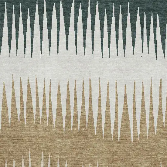 Charcoal Gold And Gray Striped Washable Area Rug With UV Protection Photo 3