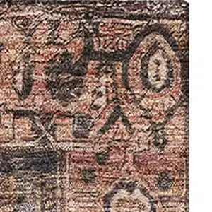 Photo of Charcoal Gold And Rust Oriental Washable Area Rug With UV Protection