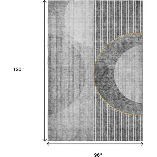 Charcoal Gold And Silver Geometric Washable Area Rug With UV Protection Photo 3