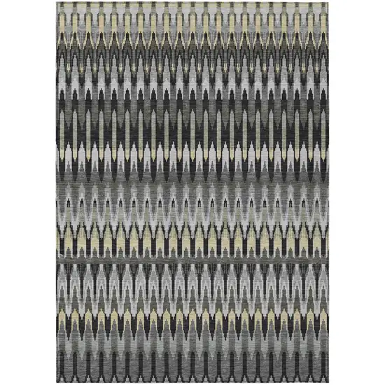 Charcoal Gray And Beige Southwestern Washable Indoor Outdoor Area Rug Photo 2