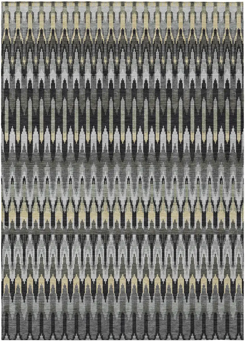 Charcoal Gray And Beige Southwestern Washable Indoor Outdoor Area Rug Photo 2