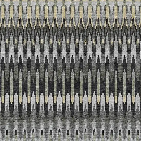Charcoal Gray And Beige Southwestern Washable Indoor Outdoor Area Rug Photo 7
