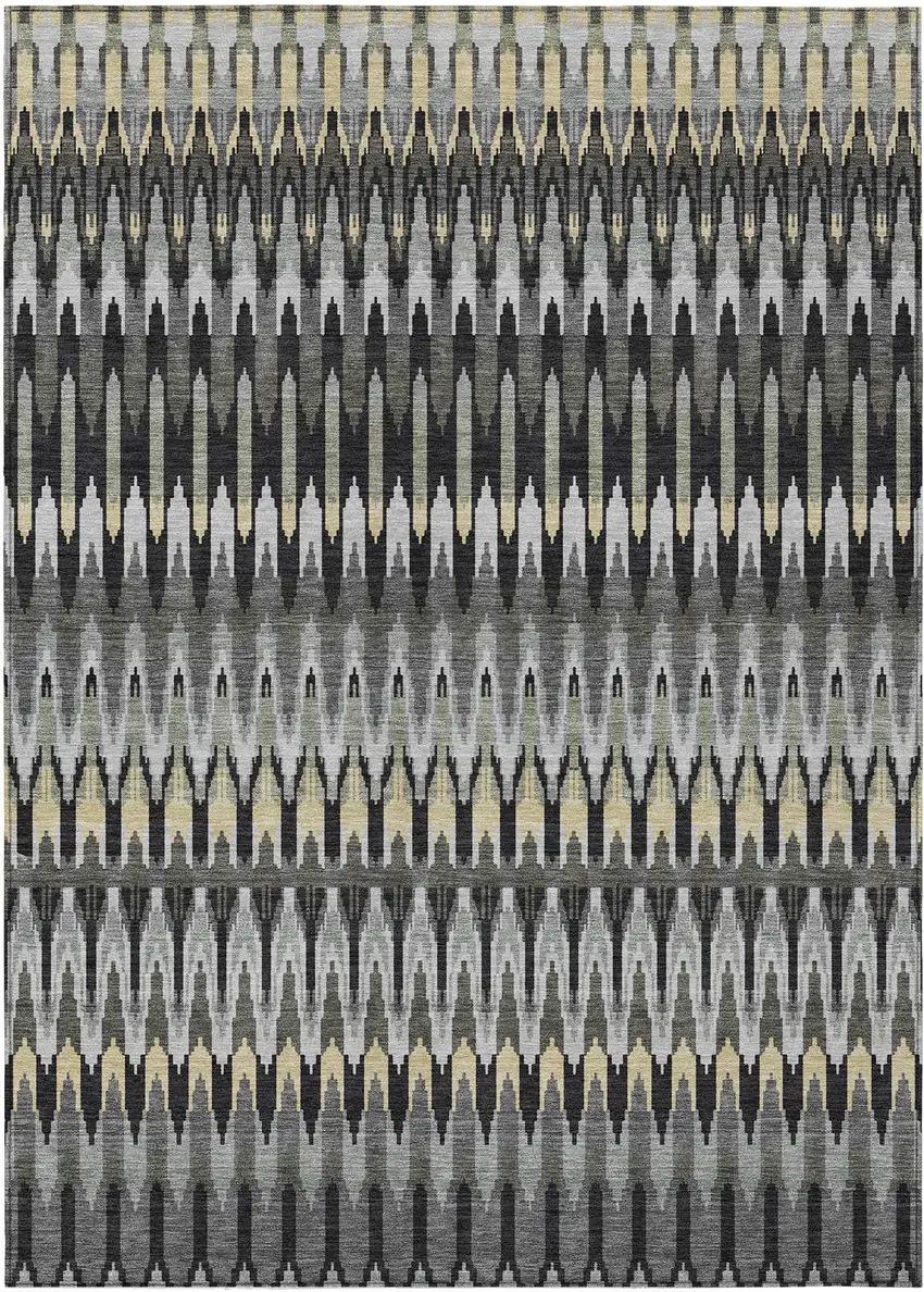 Charcoal Gray And Beige Southwestern Washable Indoor Outdoor Area Rug Photo 2