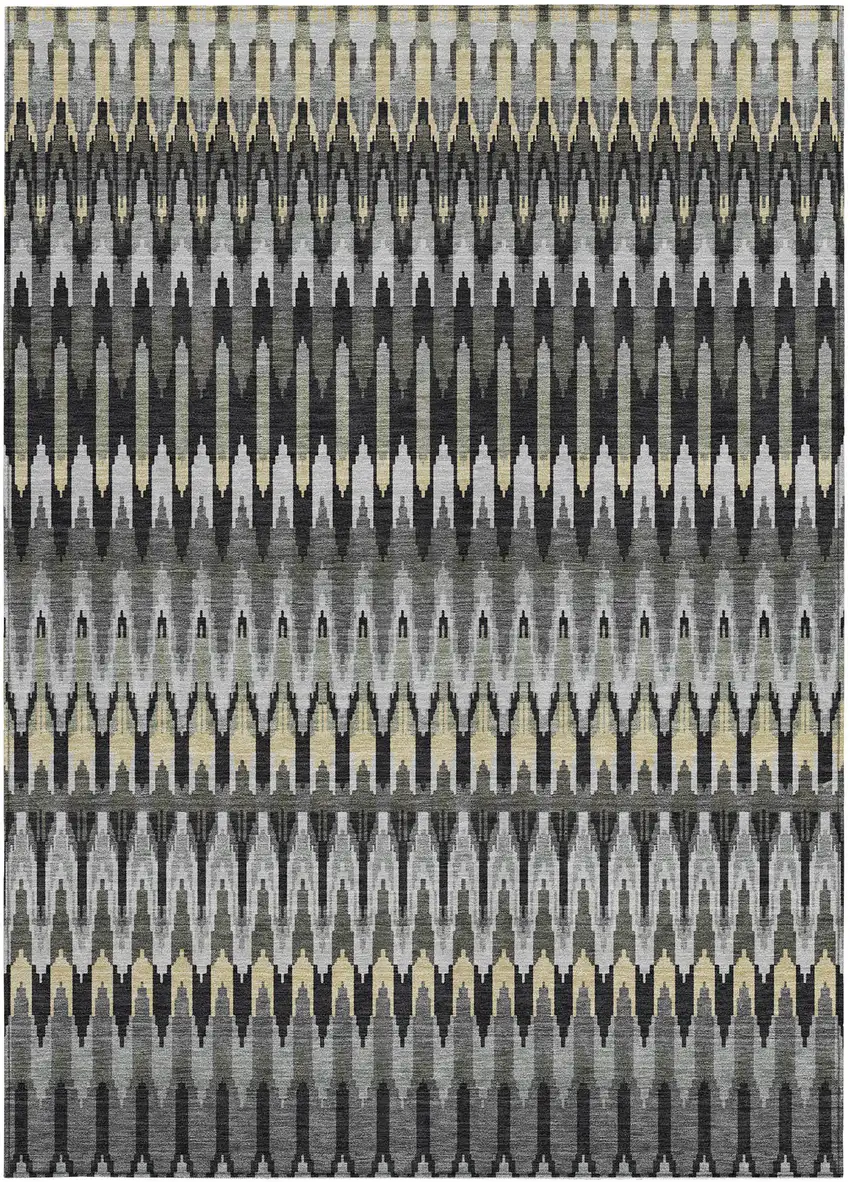 Charcoal Gray And Beige Southwestern Washable Indoor Outdoor Area Rug Photo 8