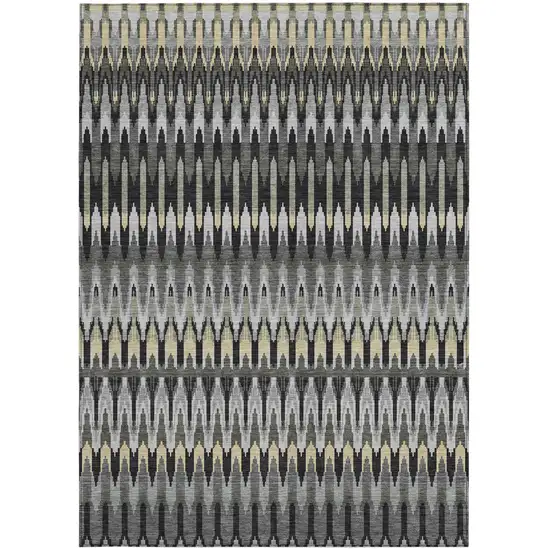 Charcoal Gray And Beige Southwestern Washable Indoor Outdoor Area Rug Photo 8