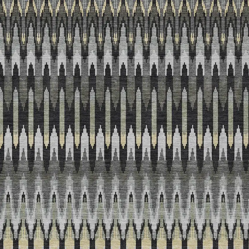 Charcoal Gray And Beige Southwestern Washable Indoor Outdoor Area Rug Photo 7