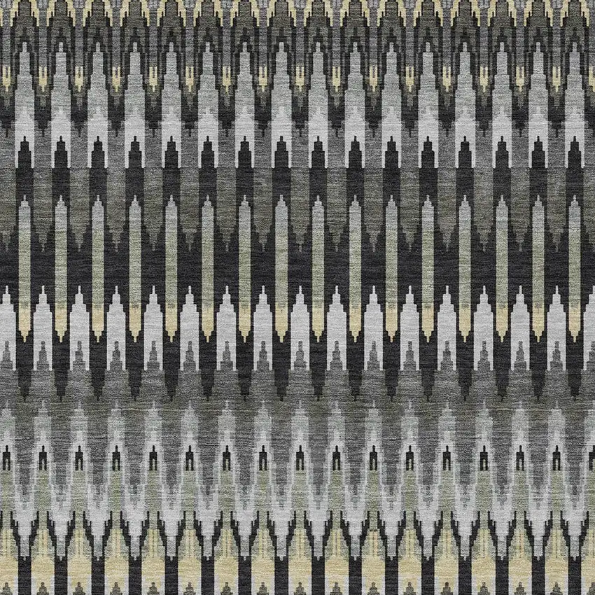Charcoal Gray And Beige Southwestern Washable Indoor Outdoor Area Rug Photo 7