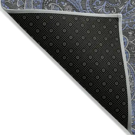 Charcoal Gray And Blue Paisley Washable Indoor Outdoor Area Rug Photo 4