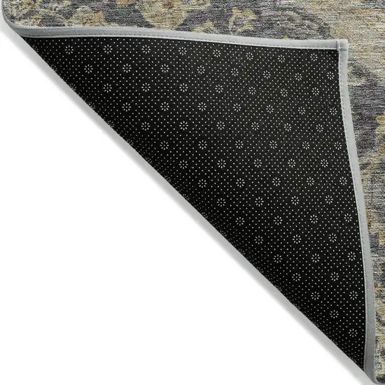 Charcoal Gray And Brown Oriental Washable Indoor Outdoor Area Rug Photo 3
