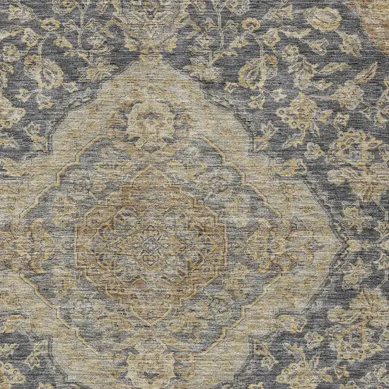 Charcoal Gray And Brown Oriental Washable Indoor Outdoor Area Rug Photo 5