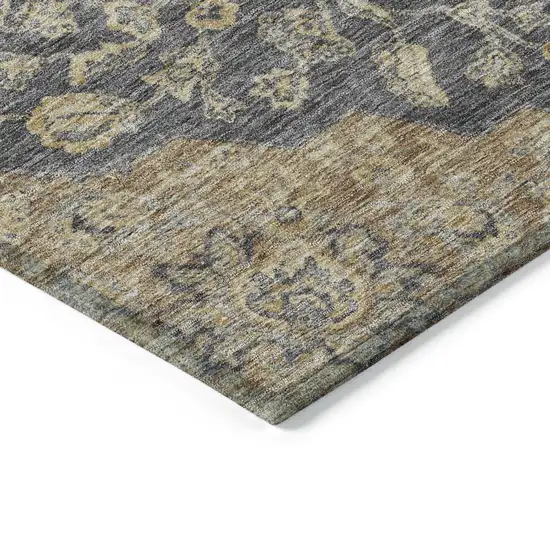 Charcoal Gray And Brown Oriental Washable Indoor Outdoor Area Rug Photo 4