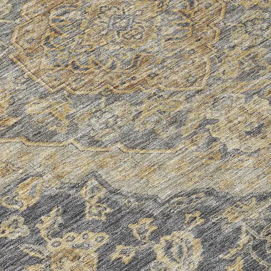 Charcoal Gray And Brown Oriental Washable Indoor Outdoor Area Rug Photo 8