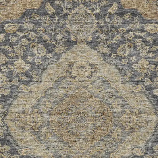 Charcoal Gray And Brown Oriental Washable Indoor Outdoor Area Rug Photo 5
