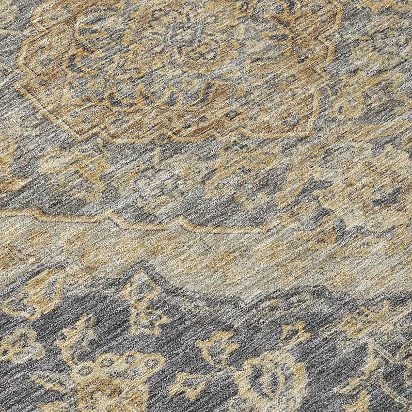 Charcoal Gray And Brown Oriental Washable Indoor Outdoor Area Rug Photo 8