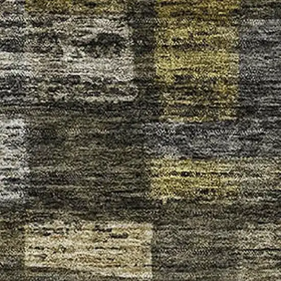Charcoal Gray And Gold Striped Washable Area Rug With UV Protection Photo 2