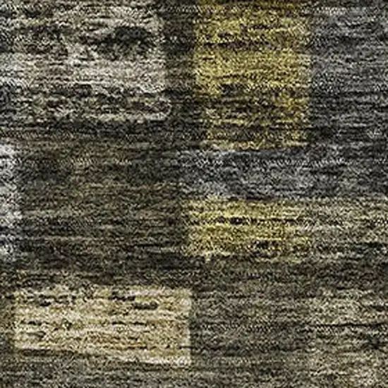 Charcoal Gray And Gold Striped Washable Area Rug With UV Protection Photo 2