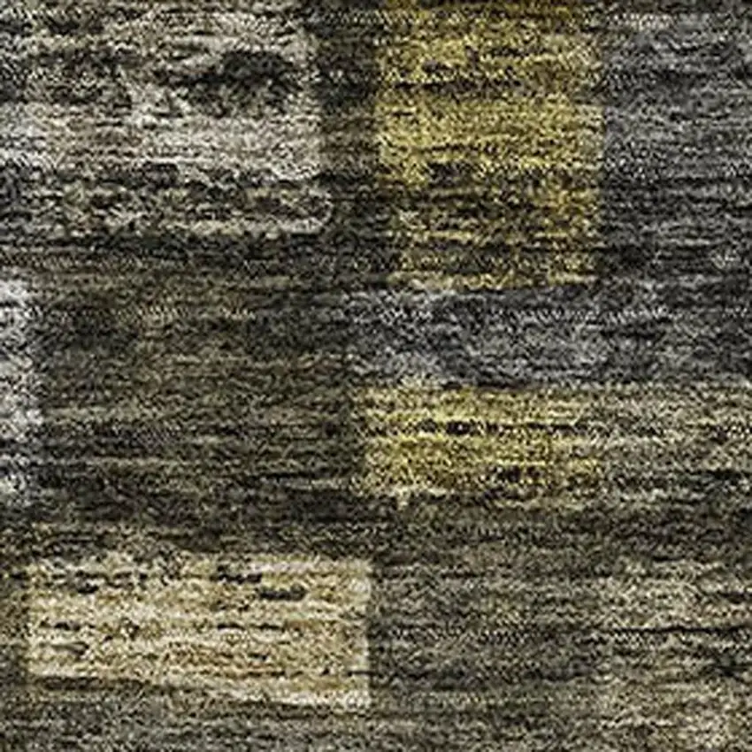 Charcoal Gray And Gold Striped Washable Area Rug With UV Protection Photo 2
