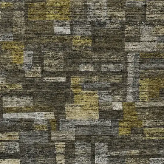 Charcoal Gray And Green Striped Washable Indoor Outdoor Area Rug Photo 5